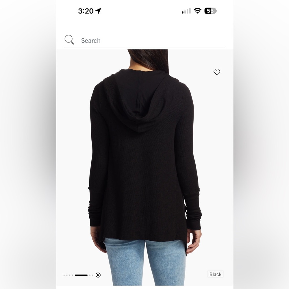 Splendid Hooded Drapes Thermal Black Women's Cardigan - Picture 3 of 7